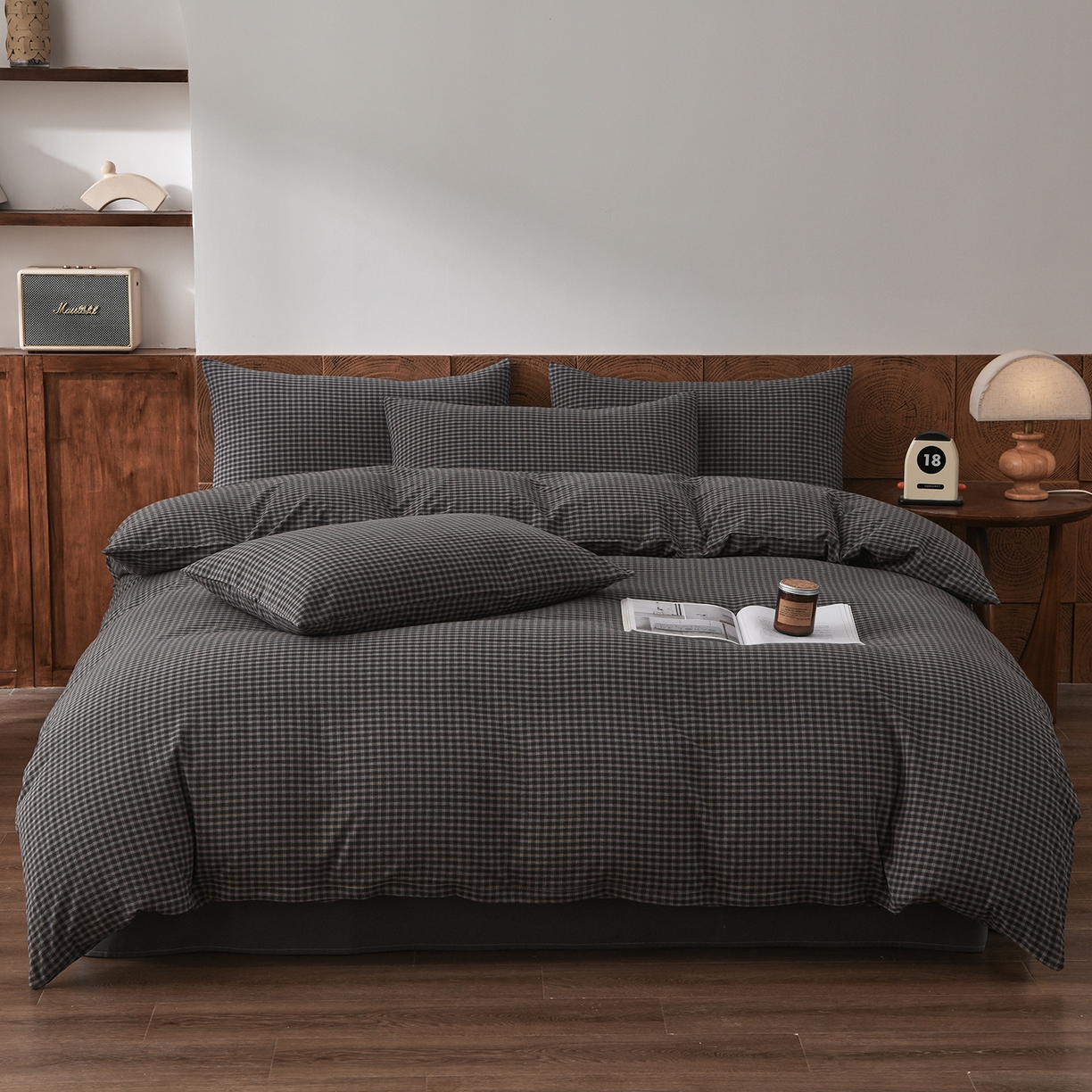 91家纺网 家纺一手货源 找家纺 金艾草 2026新款全棉纯棉水洗棉四件套床单款-复古风格 关山月-灰