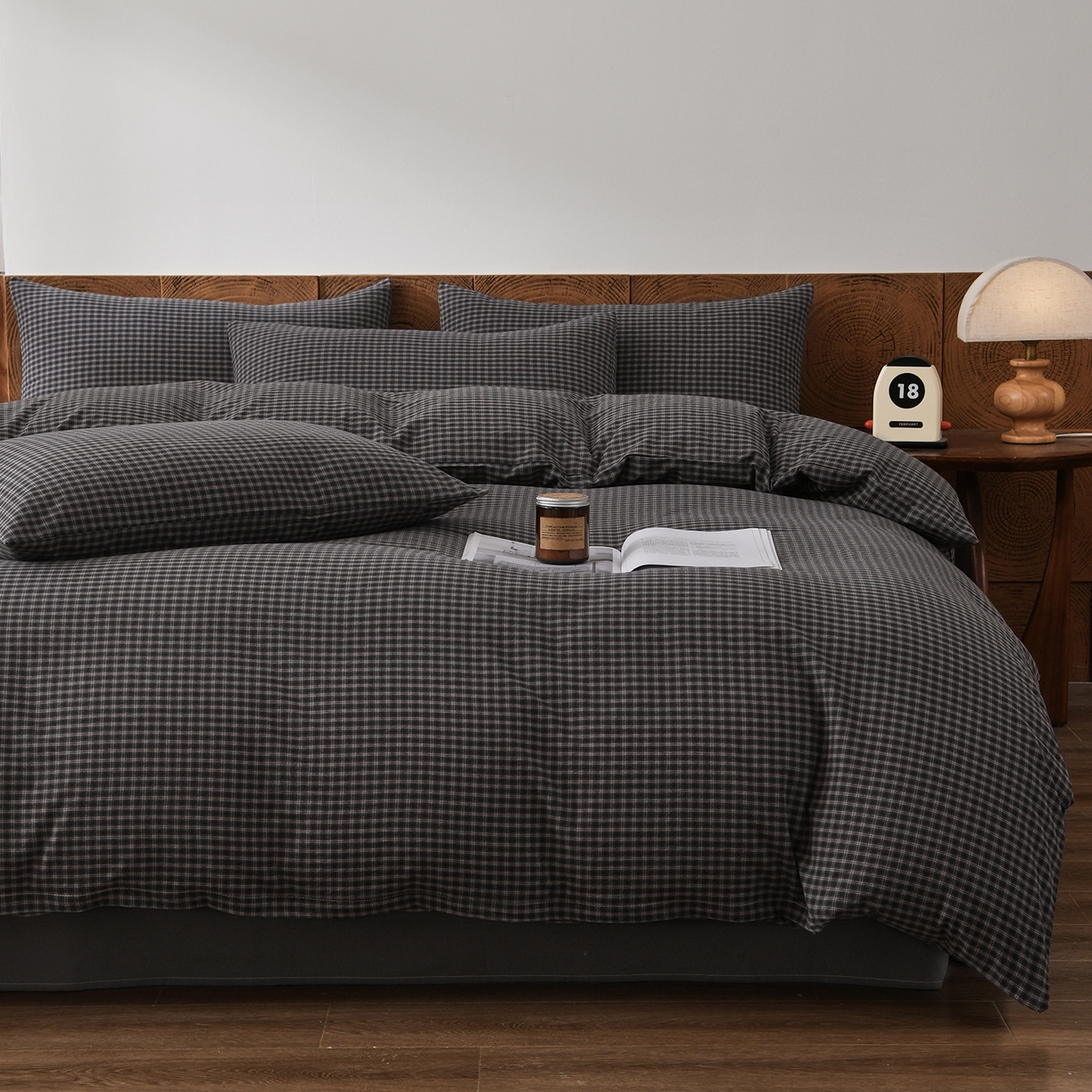 91家纺网 家纺一手货源 找家纺 金艾草 2026新款全棉纯棉水洗棉四件套床单款-复古风格 关山月-灰