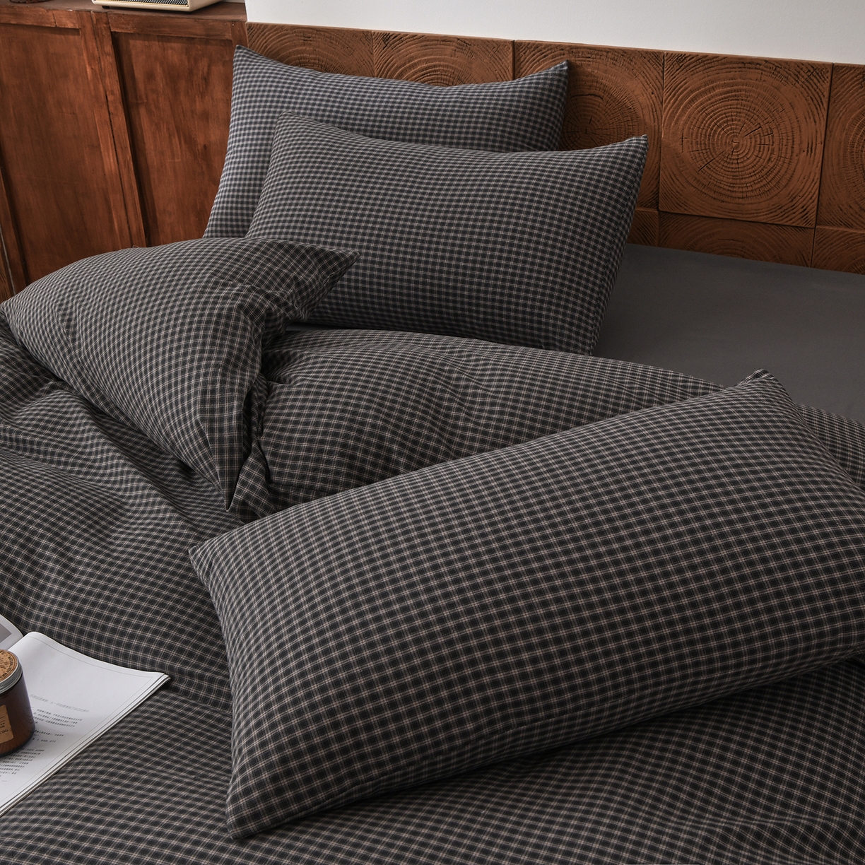 91家纺网 家纺一手货源 找家纺 金艾草 2026新款全棉纯棉水洗棉四件套床单款-复古风格 关山月-灰