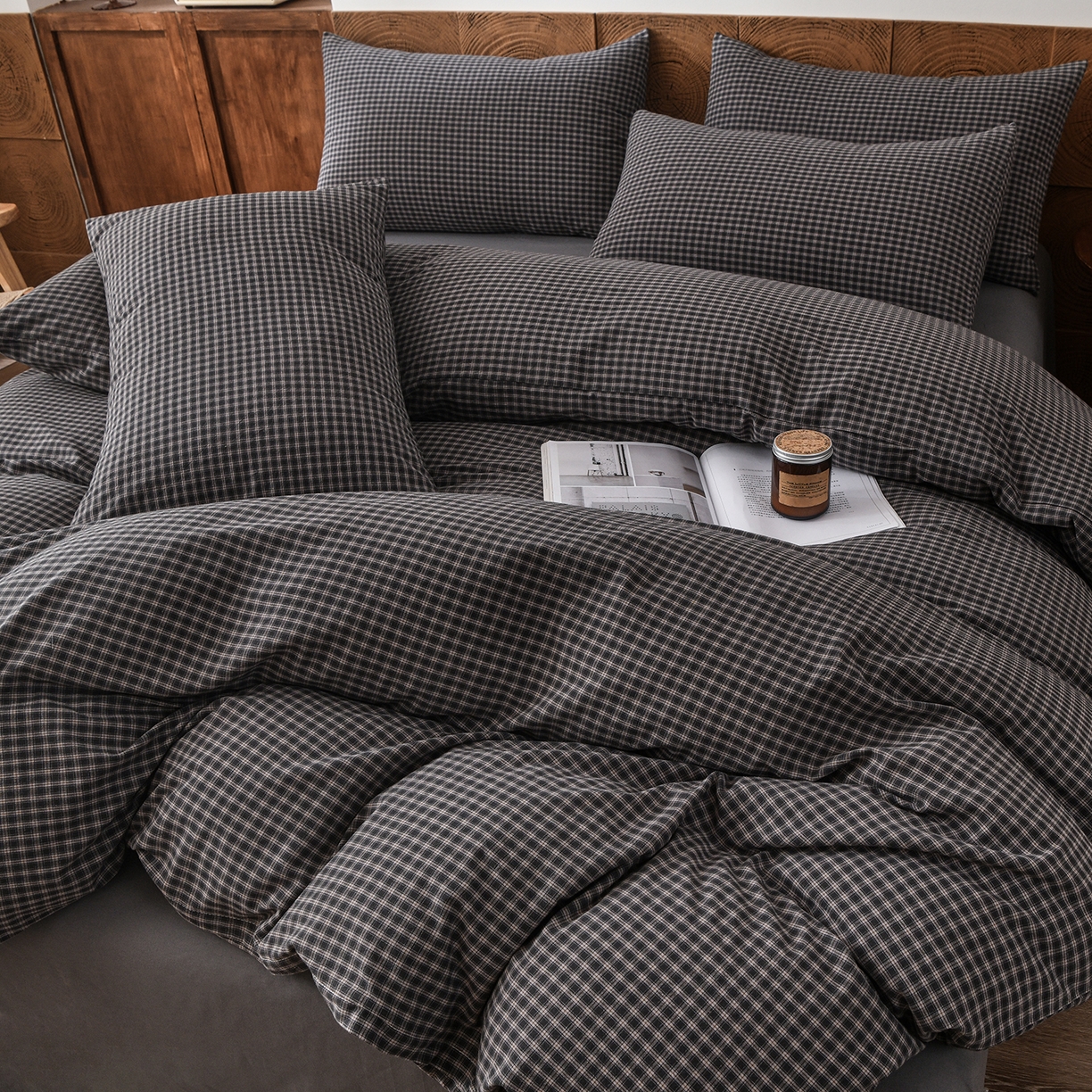 91家纺网 家纺一手货源 找家纺 金艾草 2026新款全棉纯棉水洗棉四件套床单款-复古风格 关山月-灰