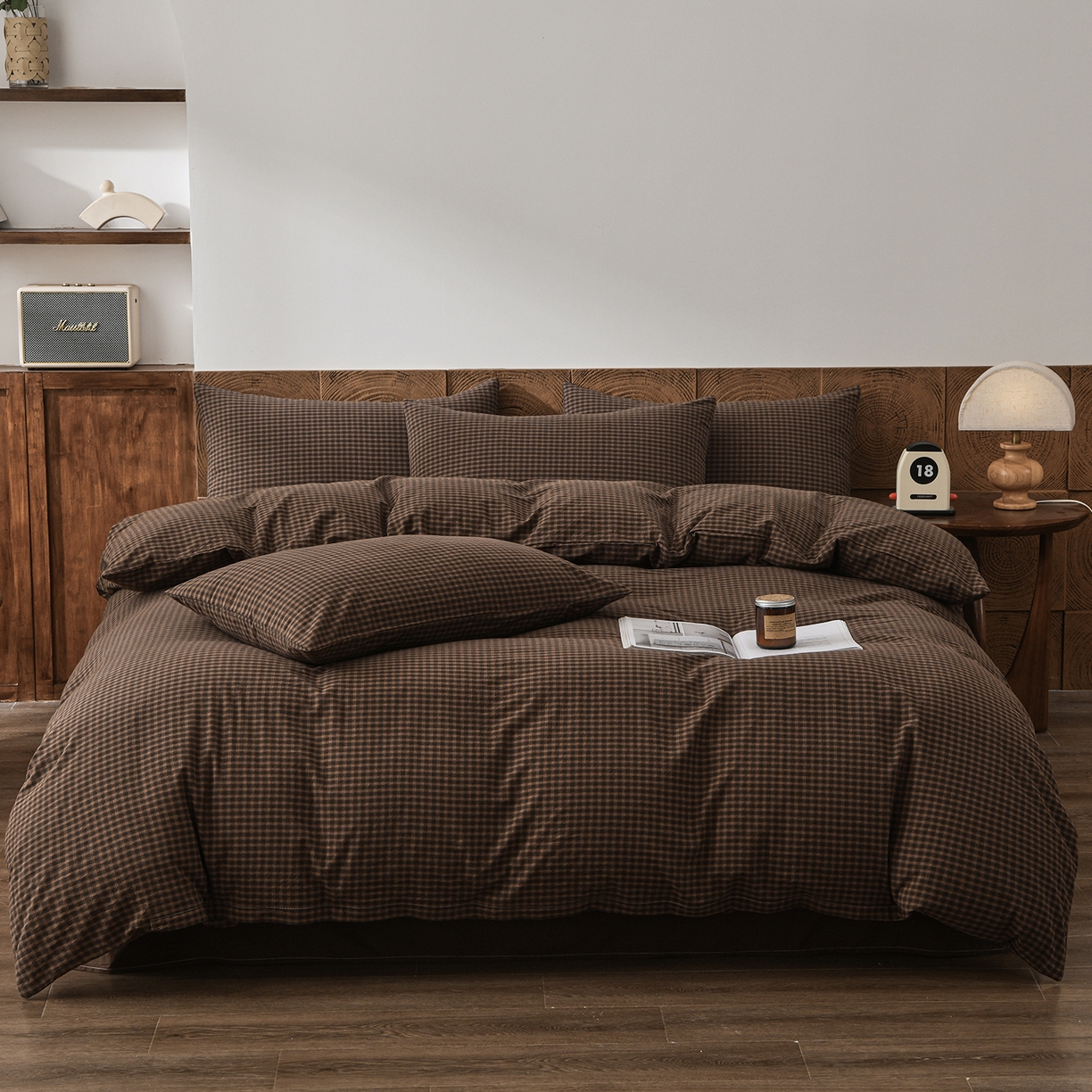 91家纺网 家纺一手货源 找家纺 金艾草 2026新款全棉纯棉水洗棉四件套床单款-复古风格 关山月-咖