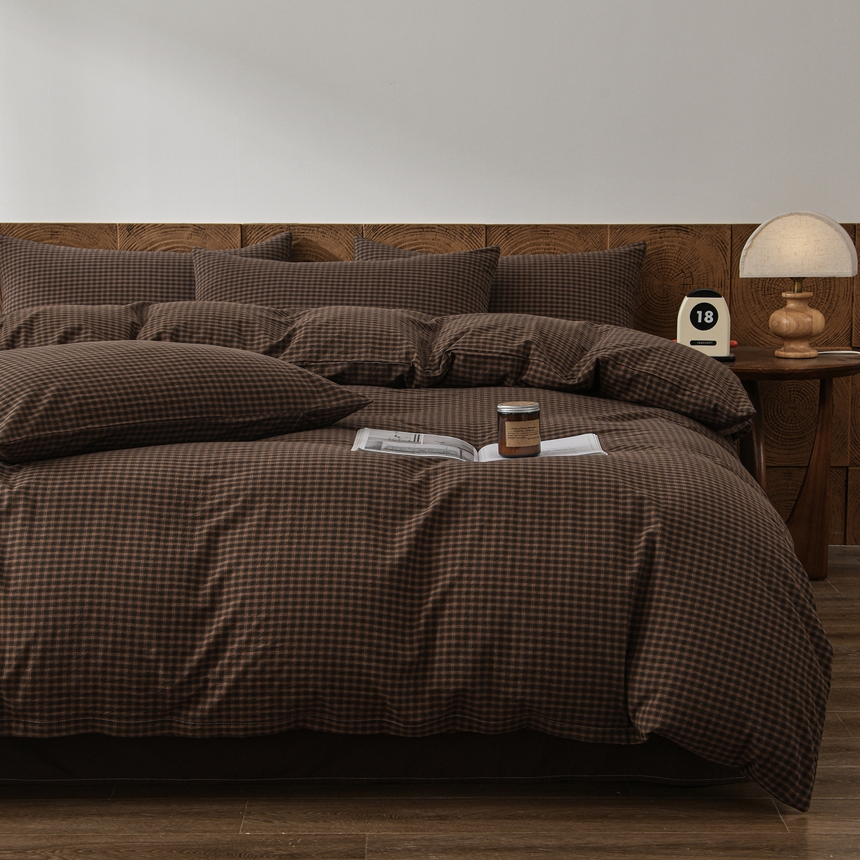 91家纺网 家纺一手货源 找家纺 金艾草 2026新款全棉纯棉水洗棉四件套床单款-复古风格 关山月-咖