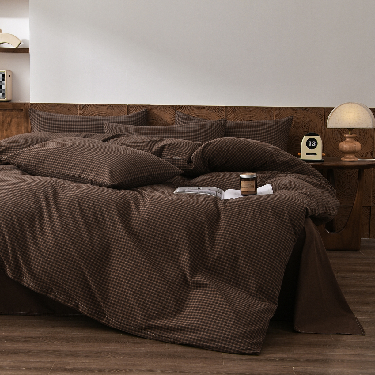 91家纺网 家纺一手货源 找家纺 金艾草 2026新款全棉纯棉水洗棉四件套床单款-复古风格 关山月-咖