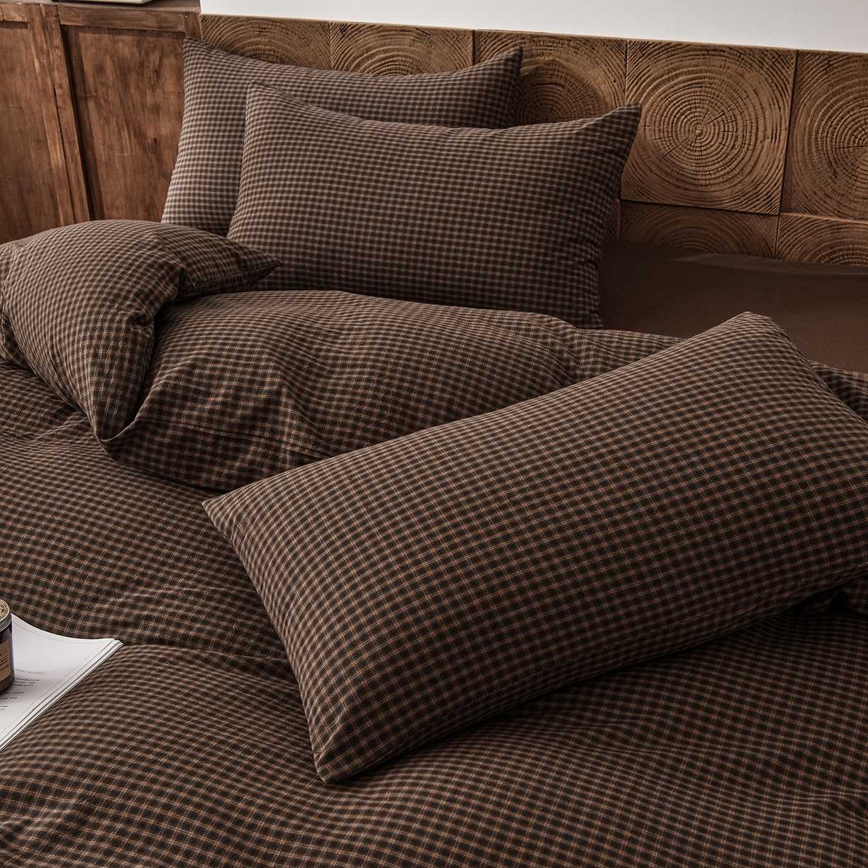 91家纺网 家纺一手货源 找家纺 金艾草 2026新款全棉纯棉水洗棉四件套床单款-复古风格 关山月-咖