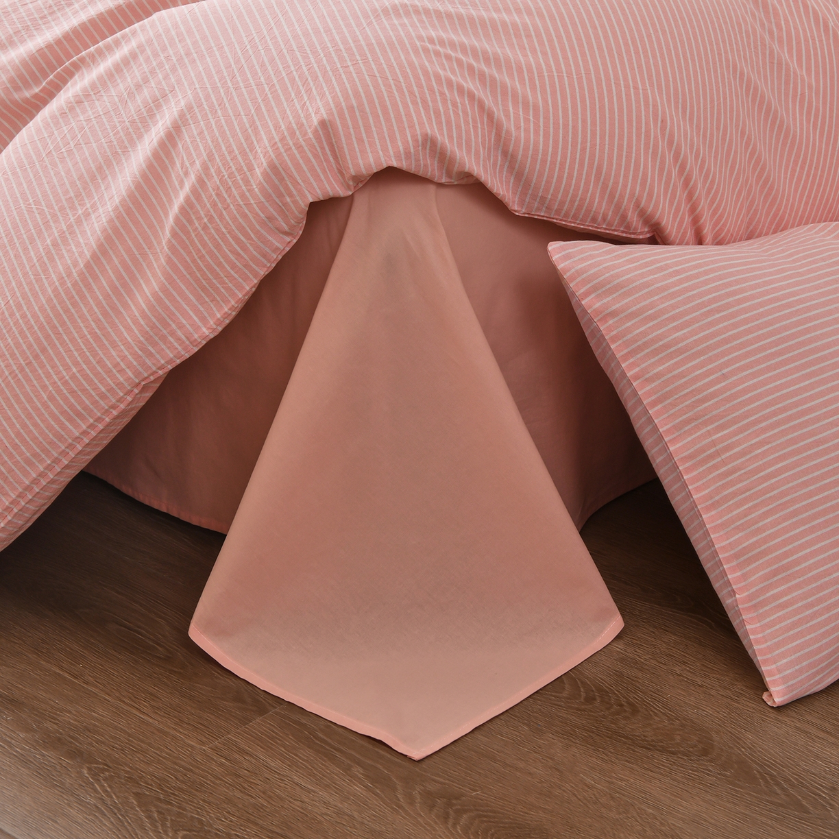 91家纺网 家纺一手货源 找家纺 金艾草 2026新款全棉纯棉水洗棉四件套床单款-复古风格 条纹-粉色