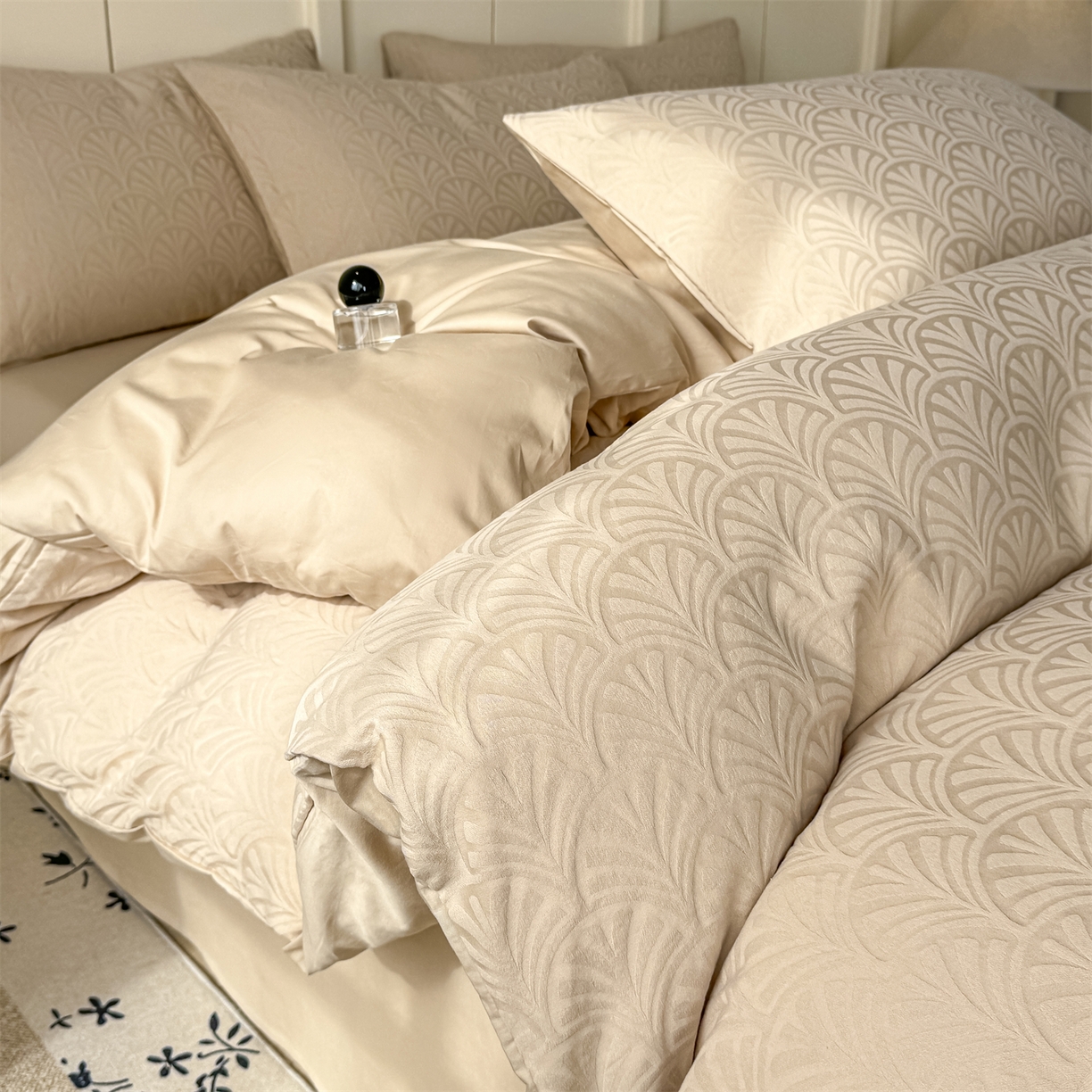 91家纺网 家纺一手货源 找家纺 （总）灰鲸 2026新款全棉纯棉厚织贡缎大提花四件套