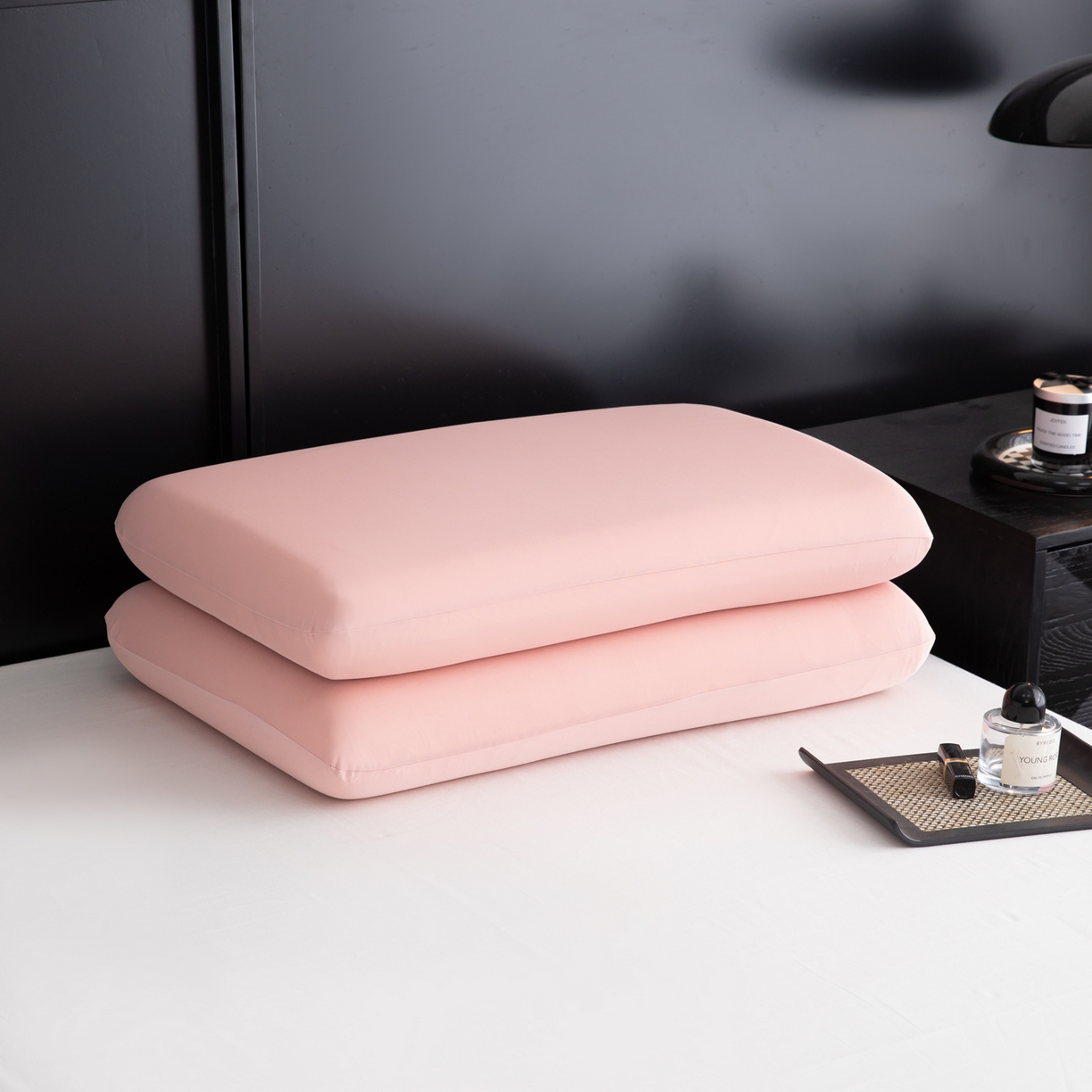 91家纺网 家纺一手货源 找家纺 慕尚家纺 2026新款升级款锦纶冰皮枕套 桃粉