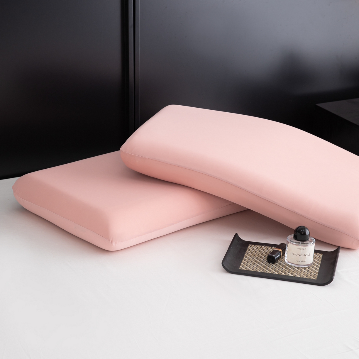 91家纺网 家纺一手货源 找家纺 慕尚家纺 2026新款升级款锦纶冰皮枕套 桃粉