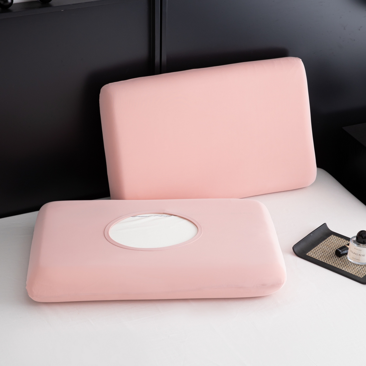 91家纺网 家纺一手货源 找家纺 慕尚家纺 2026新款升级款锦纶冰皮枕套 桃粉