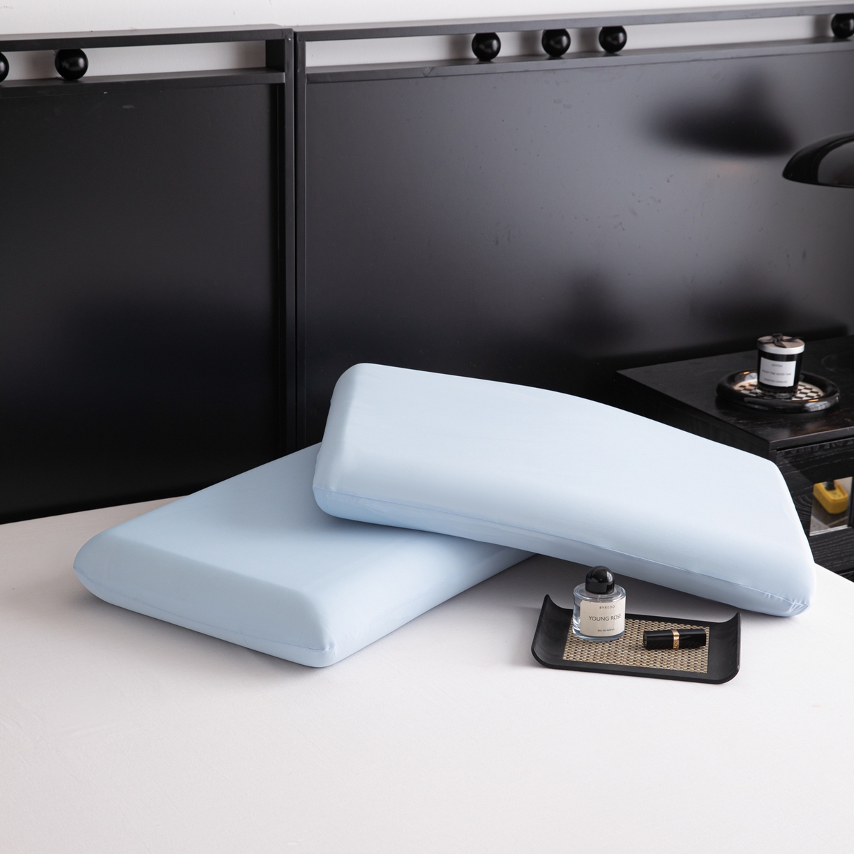 91家纺网 家纺一手货源 找家纺 慕尚家纺 2026新款升级款锦纶冰皮枕套 天空蓝