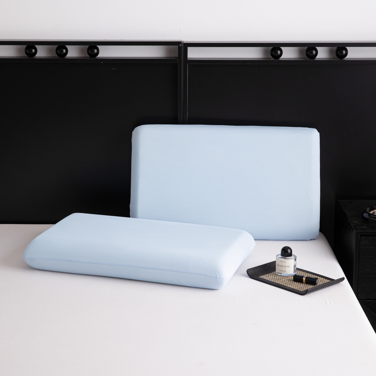 91家纺网 家纺一手货源 找家纺 慕尚家纺 2026新款升级款锦纶冰皮枕套 天空蓝