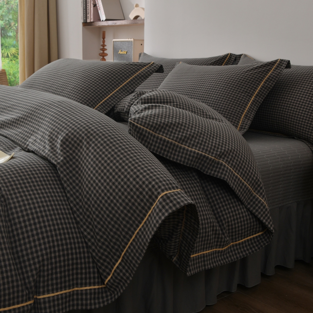 91家纺网 家纺一手货源 找家纺 （总）金艾草 2026春夏新款全棉纯棉色织水洗棉床盖四件套