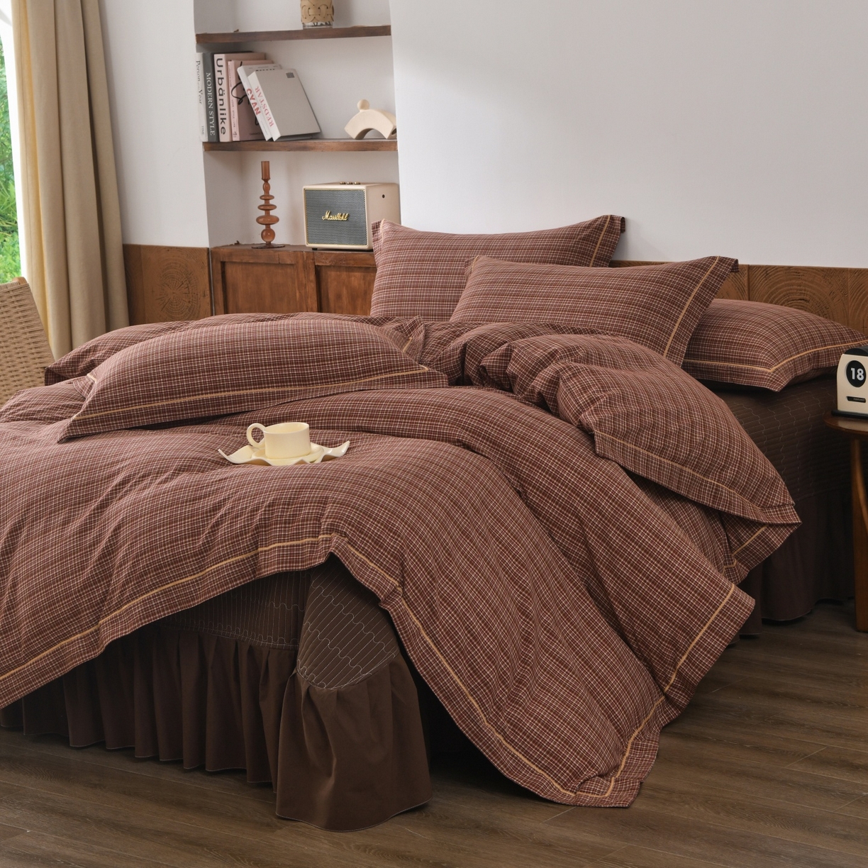 91家纺网 家纺一手货源 找家纺 （总）金艾草 2026春夏新款全棉纯棉色织水洗棉床盖四件套