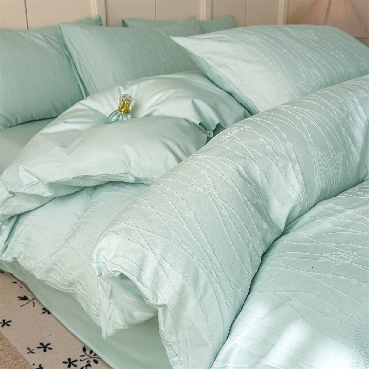 灰鲸 2026新款全棉纯棉厚织贡缎大提花四件套 如梦-蒂夫蓝