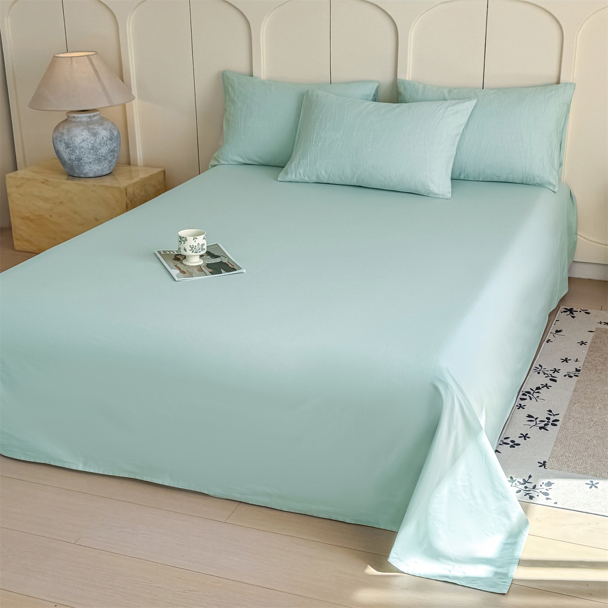 91家纺网 家纺一手货源 找家纺 灰鲸 2026新款全棉纯棉厚织贡缎大提花四件套 如梦-蒂夫蓝