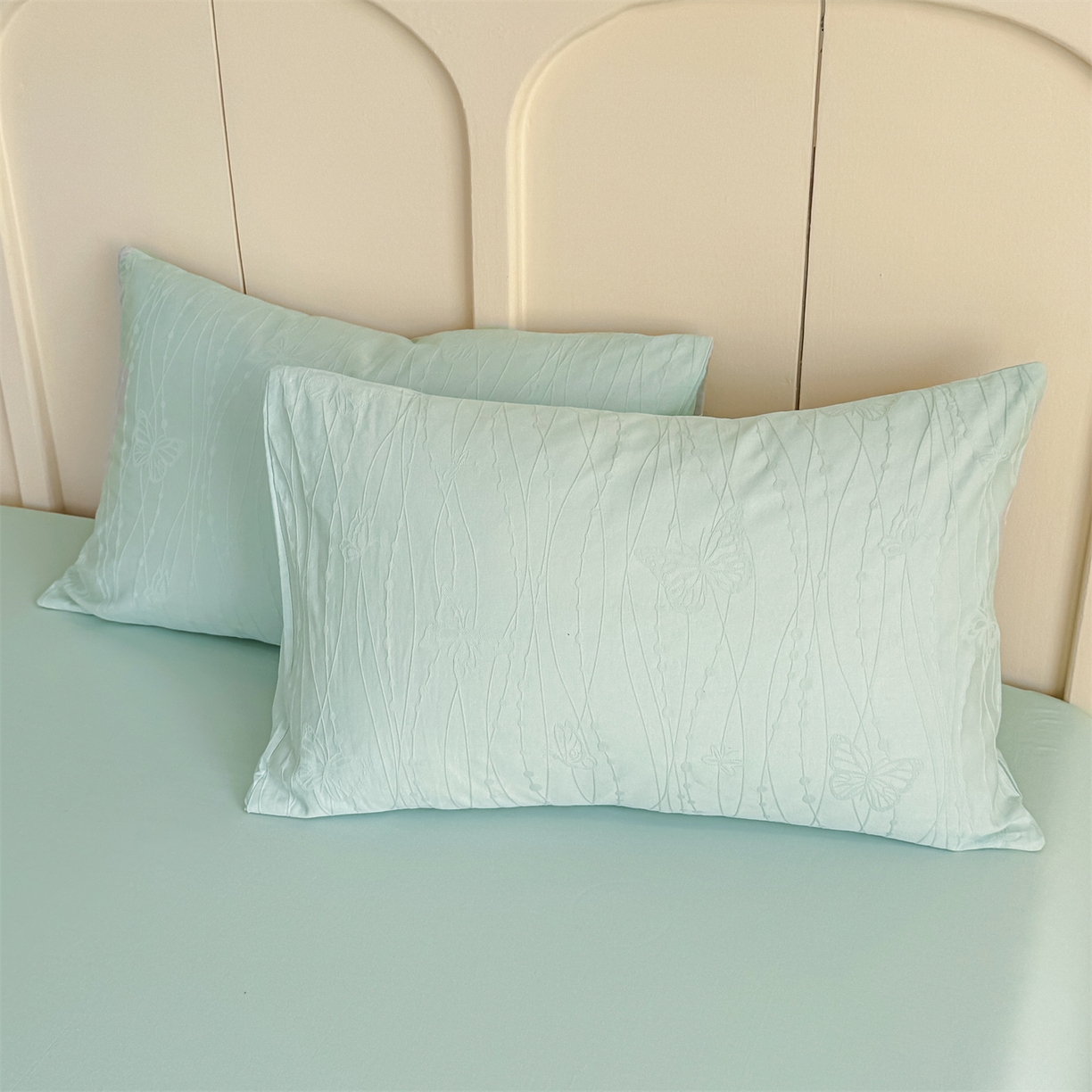 91家纺网 家纺一手货源 找家纺 灰鲸 2026新款全棉纯棉厚织贡缎大提花四件套 如梦-蒂夫蓝