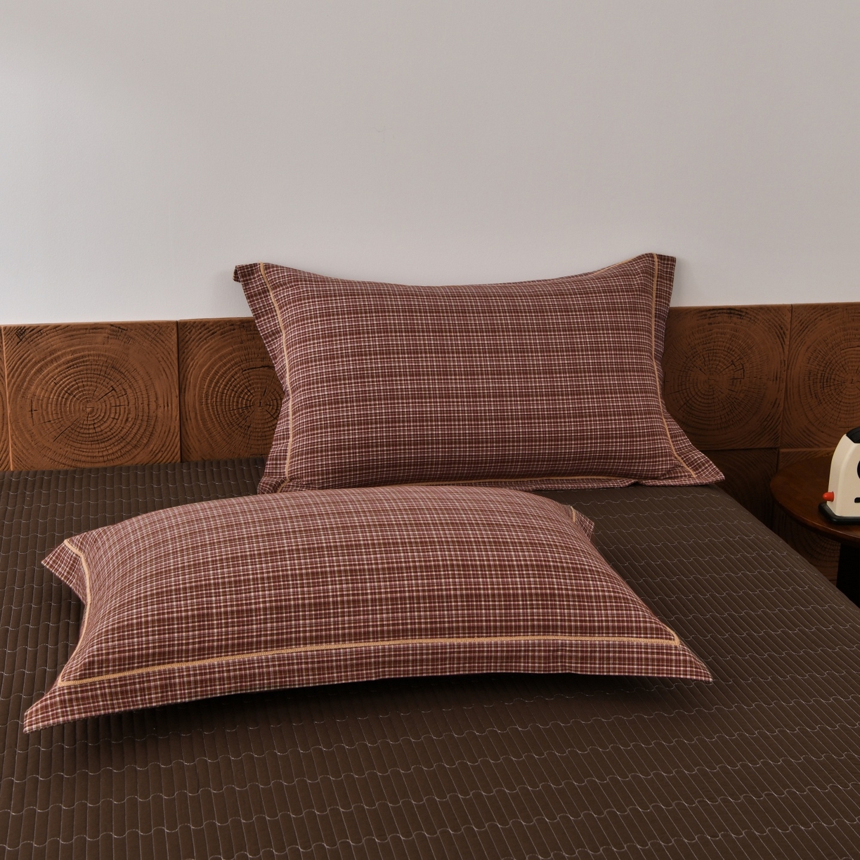 91家纺网 家纺一手货源 找家纺 金艾草 2026春夏新款全棉纯棉色织水洗棉床盖四件套 沉香-橘红