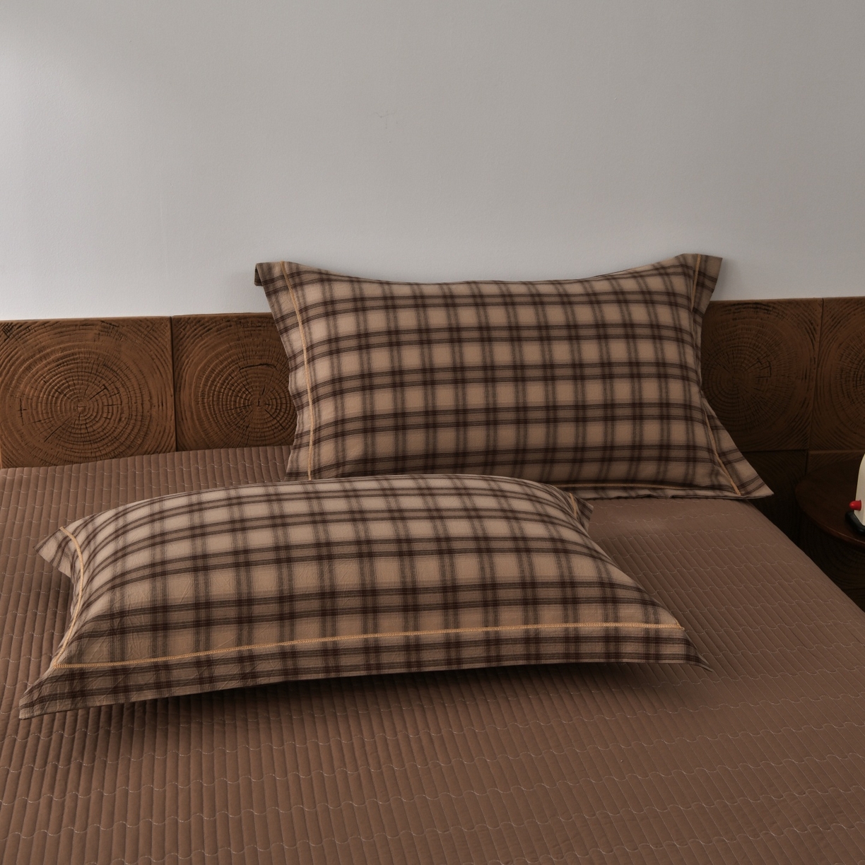 91家纺网 家纺一手货源 找家纺 金艾草 2026春夏新款全棉纯棉色织水洗棉床盖四件套 芳菲-咖