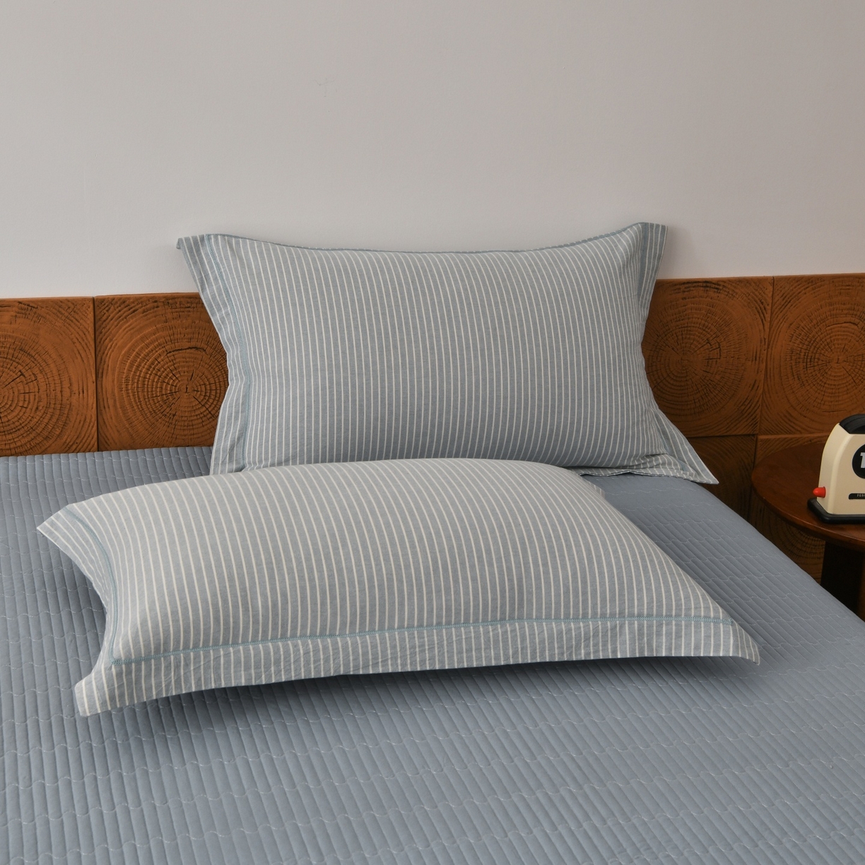 91家纺网 家纺一手货源 找家纺 金艾草 2026春夏新款全棉纯棉色织水洗棉床盖四件套 条纹-蓝色