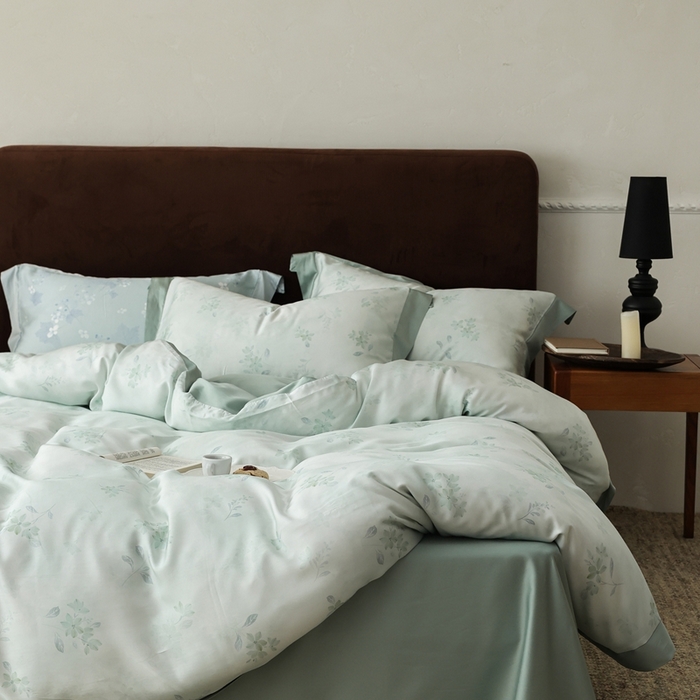 91家纺网 家纺一手货源 找家纺 ROZ home 蕊姿家居 2026春夏新款60s天丝棉数码印花四件套 浮香 绿