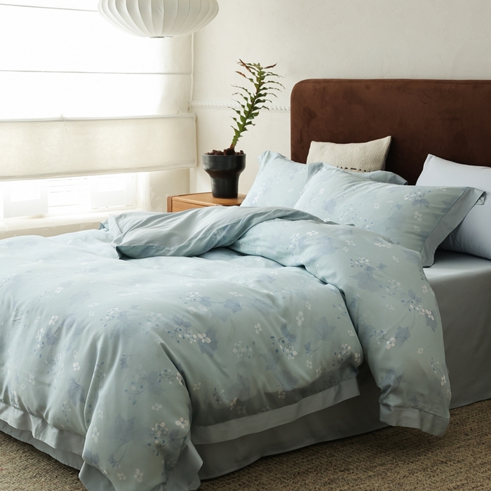 91家纺网 家纺一手货源 找家纺 ROZ home 蕊姿家居 2026春夏新款60s天丝棉数码印花四件套 秋海棠 山岚