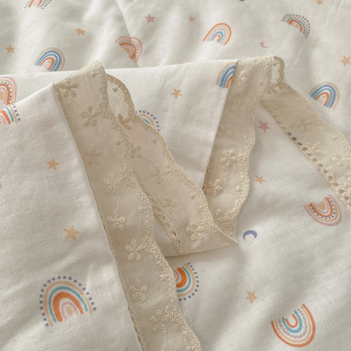 91家纺网 家纺一手货源 找家纺 （总）yyds网供 2026新款A类法式花卉小清新全棉纯棉双层纱花边夏被夏凉被空调被