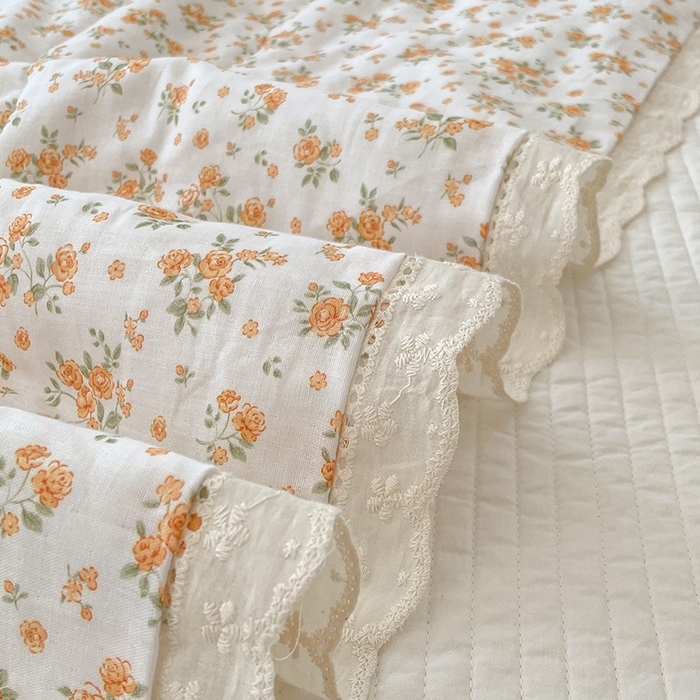 91家纺网 家纺一手货源 找家纺 yyds网供 2026新款A类法式花卉小清新全棉纯棉双层纱花边夏被夏凉被空调被 石竹花