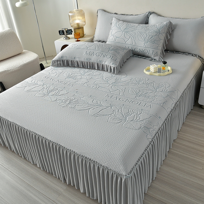 91家纺网 家纺一手货源 找家纺 （总）诺梵家纺 2026新款 pe 乙纶立体提花凉豆豆席凉席床裙款【控价1.5米119 ；1.8米129；2.0米139】