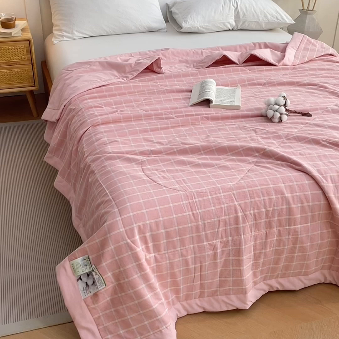 91家纺网 家纺一手货源 找家纺 （总）yyds网供 2026新款无印格子A类里外全棉纯棉水洗棉新疆棉花夏被夏凉被空调被