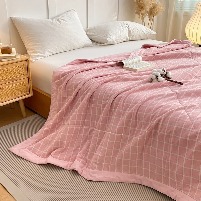 91家纺网 家纺一手货源 找家纺 （总）yyds网供 2026新款无印格子A类里外全棉纯棉水洗棉新疆棉花夏被夏凉被空调被