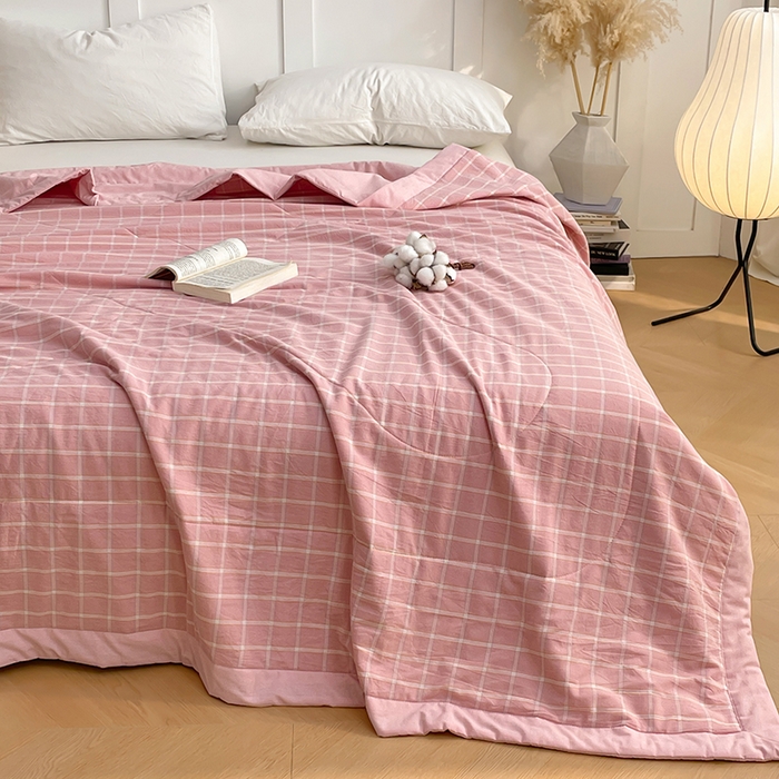 91家纺网 家纺一手货源 找家纺 （总）yyds网供 2026新款无印格子A类里外全棉纯棉水洗棉新疆棉花夏被夏凉被空调被