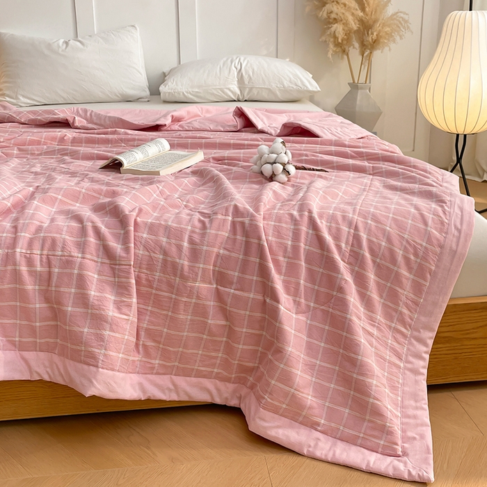 91家纺网 家纺一手货源 找家纺 （总）yyds网供 2026新款无印格子A类里外全棉纯棉水洗棉新疆棉花夏被夏凉被空调被