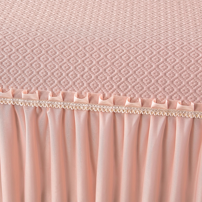 91家纺网 家纺一手货源 找家纺 诺梵家纺 2026新款 pe 乙纶立体提花凉豆豆席凉席床裙款【控价1.5米119 ；1.8米129；2.0米139】半夏-粉