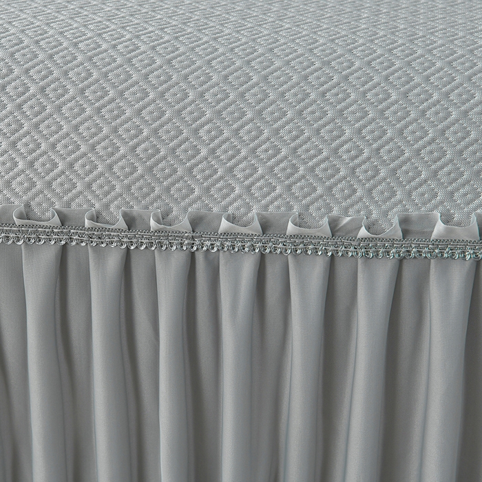 91家纺网 家纺一手货源 找家纺 诺梵家纺 2026新款 pe 乙纶立体提花凉豆豆席凉席床裙款【控价1.5米119 ；1.8米129；2.0米139】半夏-灰