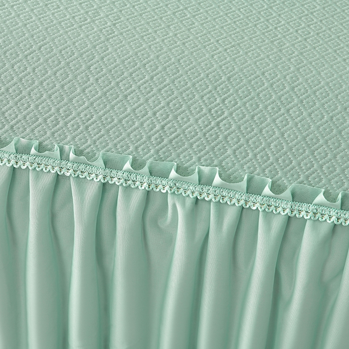 91家纺网 家纺一手货源 找家纺 诺梵家纺 2026新款 pe 乙纶立体提花凉豆豆席凉席床裙款【控价1.5米119 ；1.8米129；2.0米139】半夏-绿