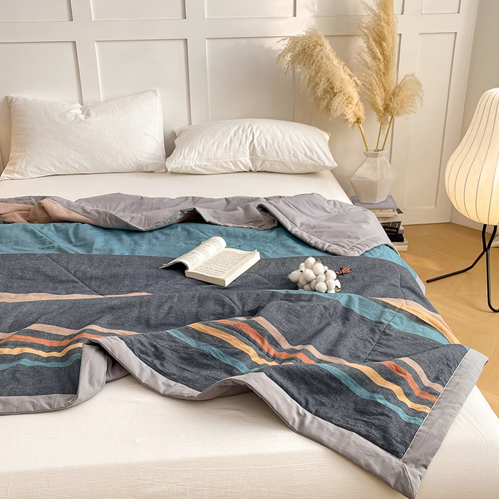 91家纺网 家纺一手货源 找家纺 yyds网供 2026新款无印格子A类里外全棉纯棉水洗棉新疆棉花夏被夏凉被空调被 苏格兰调