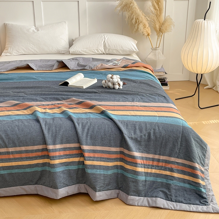 91家纺网 家纺一手货源 找家纺 yyds网供 2026新款无印格子A类里外全棉纯棉水洗棉新疆棉花夏被夏凉被空调被 苏格兰调