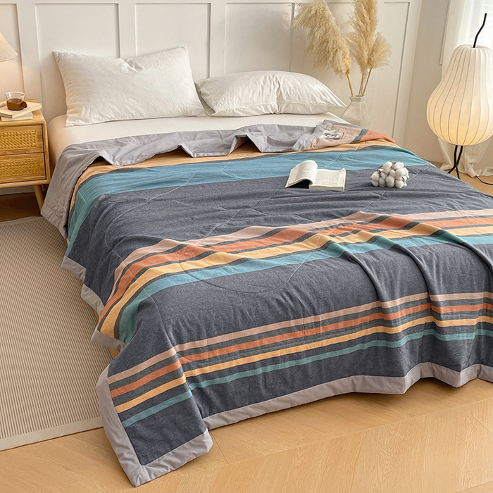 91家纺网 家纺一手货源 找家纺 yyds网供 2026新款无印格子A类里外全棉纯棉水洗棉新疆棉花夏被夏凉被空调被 苏格兰调