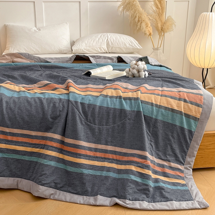 91家纺网 家纺一手货源 找家纺 yyds网供 2026新款无印格子A类里外全棉纯棉水洗棉新疆棉花夏被夏凉被空调被 苏格兰调