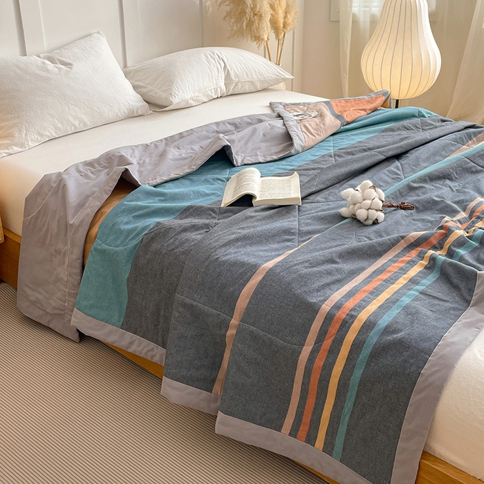 91家纺网 家纺一手货源 找家纺 yyds网供 2026新款无印格子A类里外全棉纯棉水洗棉新疆棉花夏被夏凉被空调被 苏格兰调