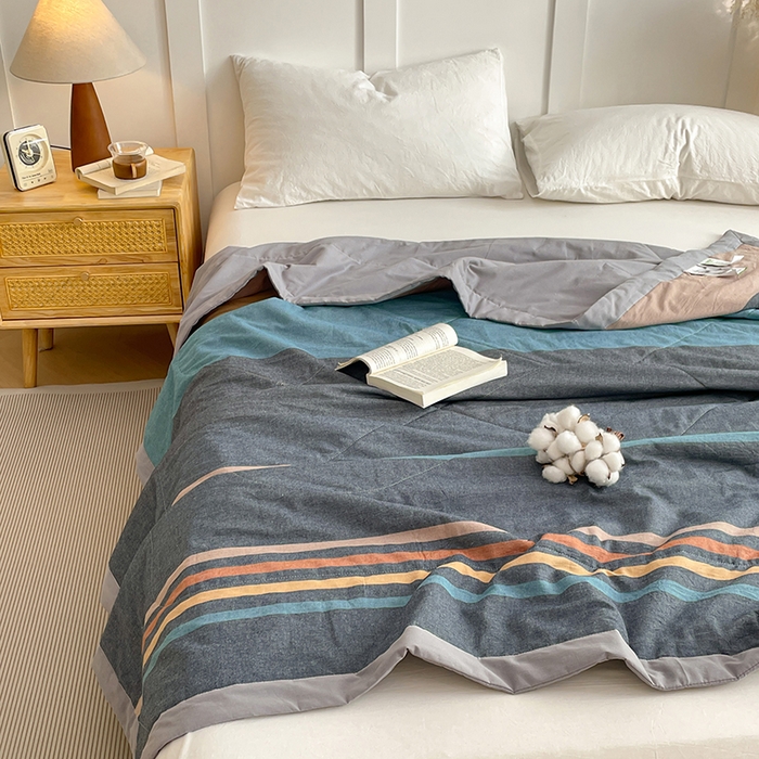 91家纺网 家纺一手货源 找家纺 yyds网供 2026新款无印格子A类里外全棉纯棉水洗棉新疆棉花夏被夏凉被空调被 苏格兰调