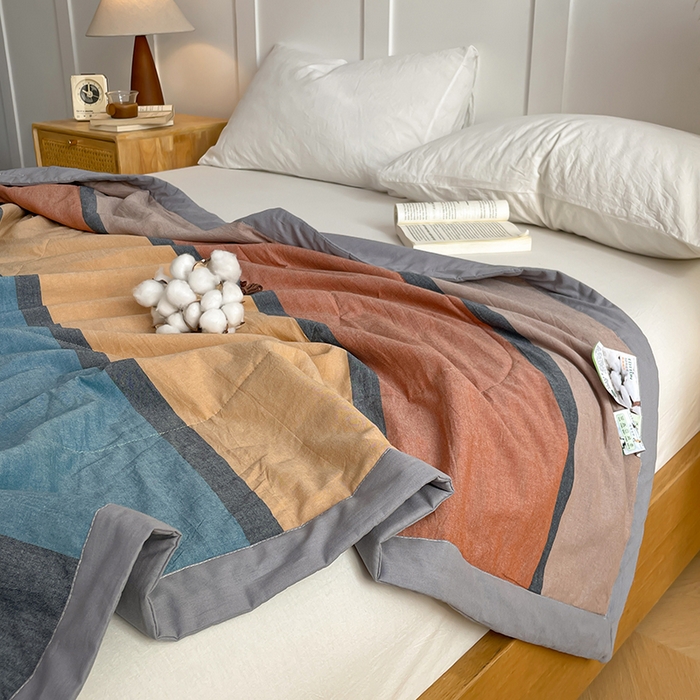 91家纺网 家纺一手货源 找家纺 yyds网供 2026新款无印格子A类里外全棉纯棉水洗棉新疆棉花夏被夏凉被空调被 苏格兰调