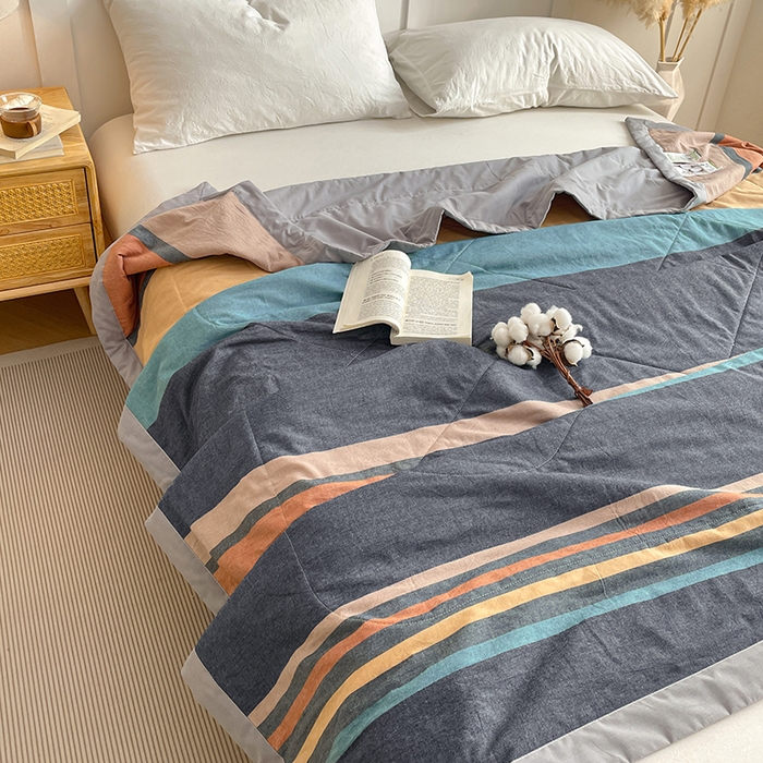 91家纺网 家纺一手货源 找家纺 yyds网供 2026新款无印格子A类里外全棉纯棉水洗棉新疆棉花夏被夏凉被空调被 苏格兰调