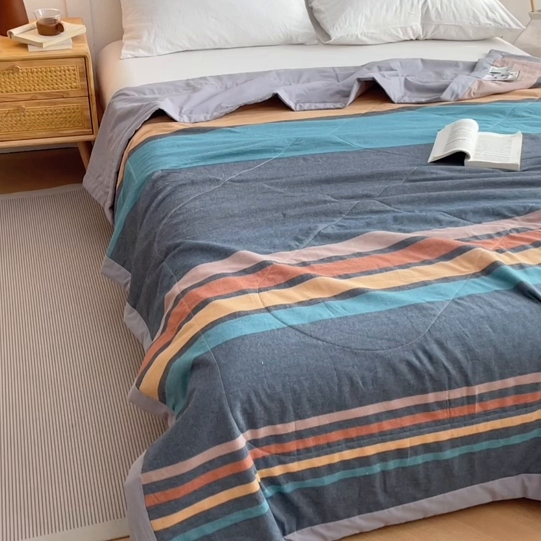 91家纺网 家纺一手货源 找家纺 yyds网供 2026新款无印格子A类里外全棉纯棉水洗棉新疆棉花夏被夏凉被空调被 苏格兰调