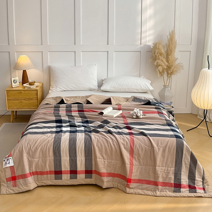 91家纺网 家纺一手货源 找家纺 yyds网供 2026新款无印格子A类里外全棉纯棉水洗棉新疆棉花夏被夏凉被空调被 英伦宝莉