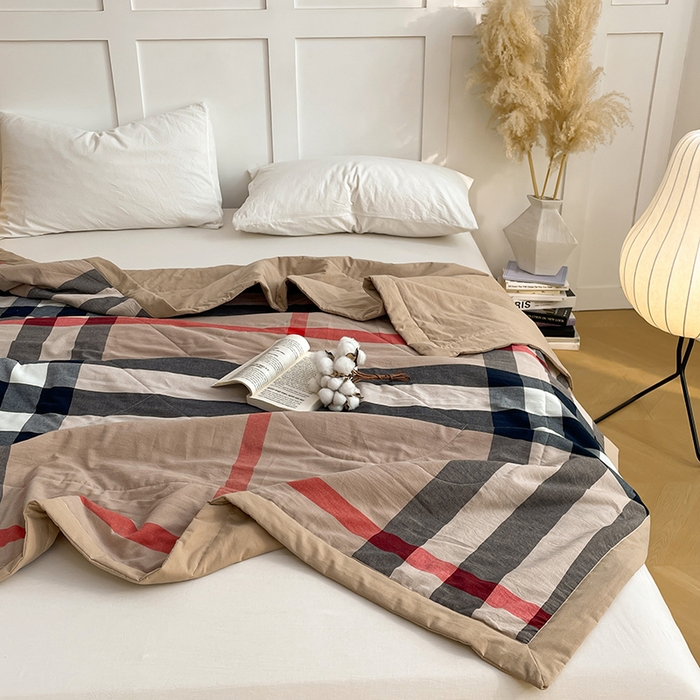 91家纺网 家纺一手货源 找家纺 yyds网供 2026新款无印格子A类里外全棉纯棉水洗棉新疆棉花夏被夏凉被空调被 英伦宝莉