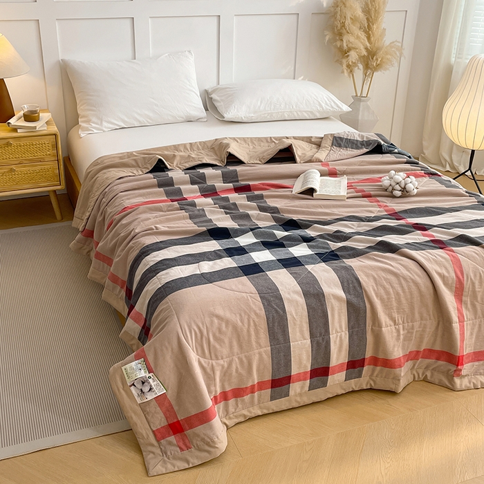 91家纺网 家纺一手货源 找家纺 yyds网供 2026新款无印格子A类里外全棉纯棉水洗棉新疆棉花夏被夏凉被空调被 英伦宝莉