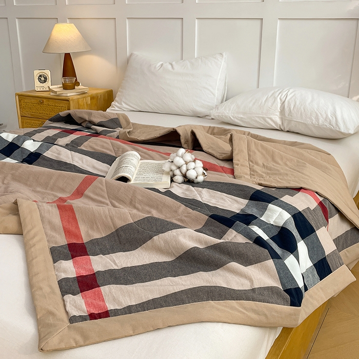 91家纺网 家纺一手货源 找家纺 yyds网供 2026新款无印格子A类里外全棉纯棉水洗棉新疆棉花夏被夏凉被空调被 英伦宝莉