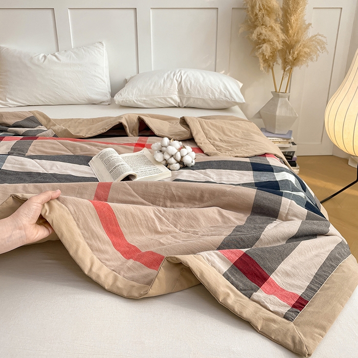 91家纺网 家纺一手货源 找家纺 yyds网供 2026新款无印格子A类里外全棉纯棉水洗棉新疆棉花夏被夏凉被空调被 英伦宝莉