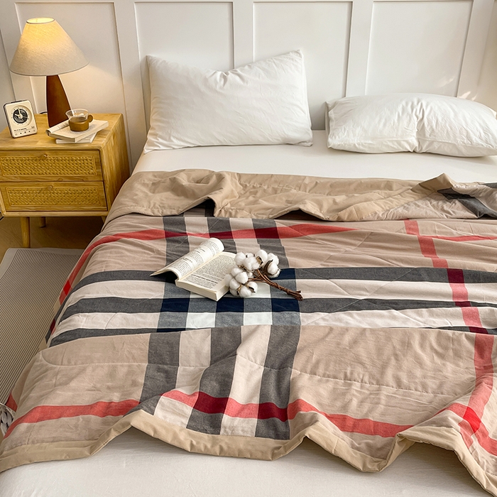 91家纺网 家纺一手货源 找家纺 yyds网供 2026新款无印格子A类里外全棉纯棉水洗棉新疆棉花夏被夏凉被空调被 英伦宝莉